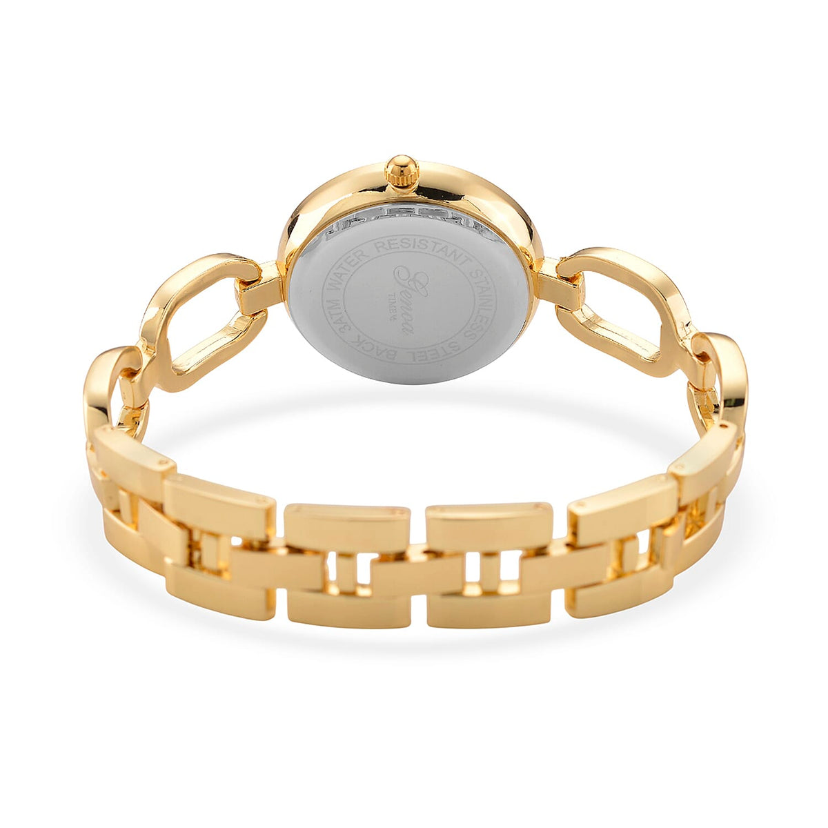 GENOA TIME V2 Miyota 2035 Japan Movt. 3ATM Water Resistant White Crystal &amp; Grey MOP Dial Ladies Watch with Gold Colour Alloy Chain Strap and Gold-Tone Case 8161176 7