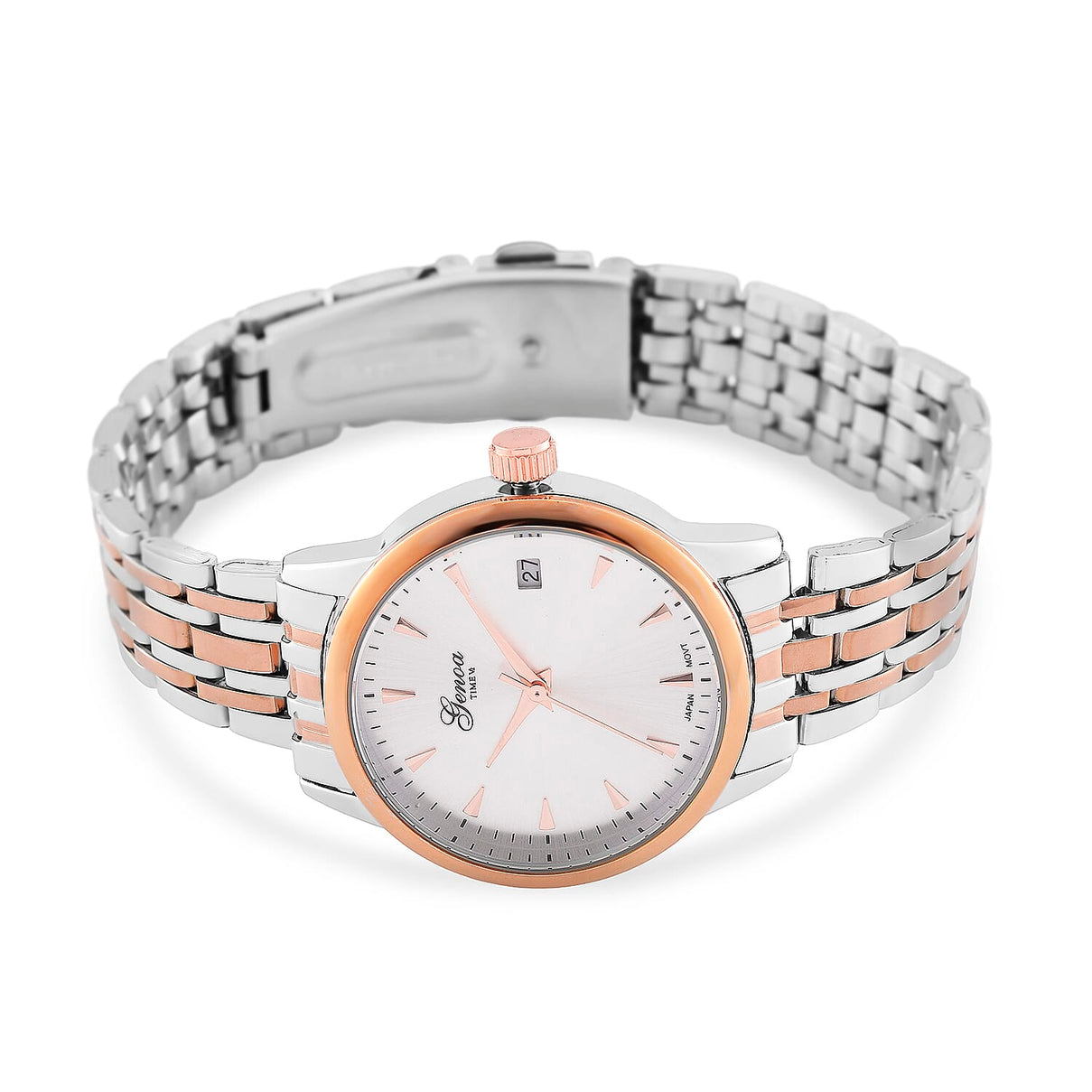 GENOA TIME V2 Miyota GM12 Japan Movt. 3ATM Water Resistant White Dial Watch with Silver and Rose Gold Colour Stainless Steel Strap 8114433 5