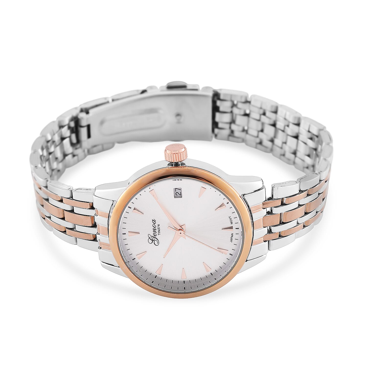GENOA TIME V2 Miyota GM12 Japan Movt. 3ATM Water Resistant White Dial Watch with Silver and Rose Gold Colour Stainless Steel Strap 8114433 5