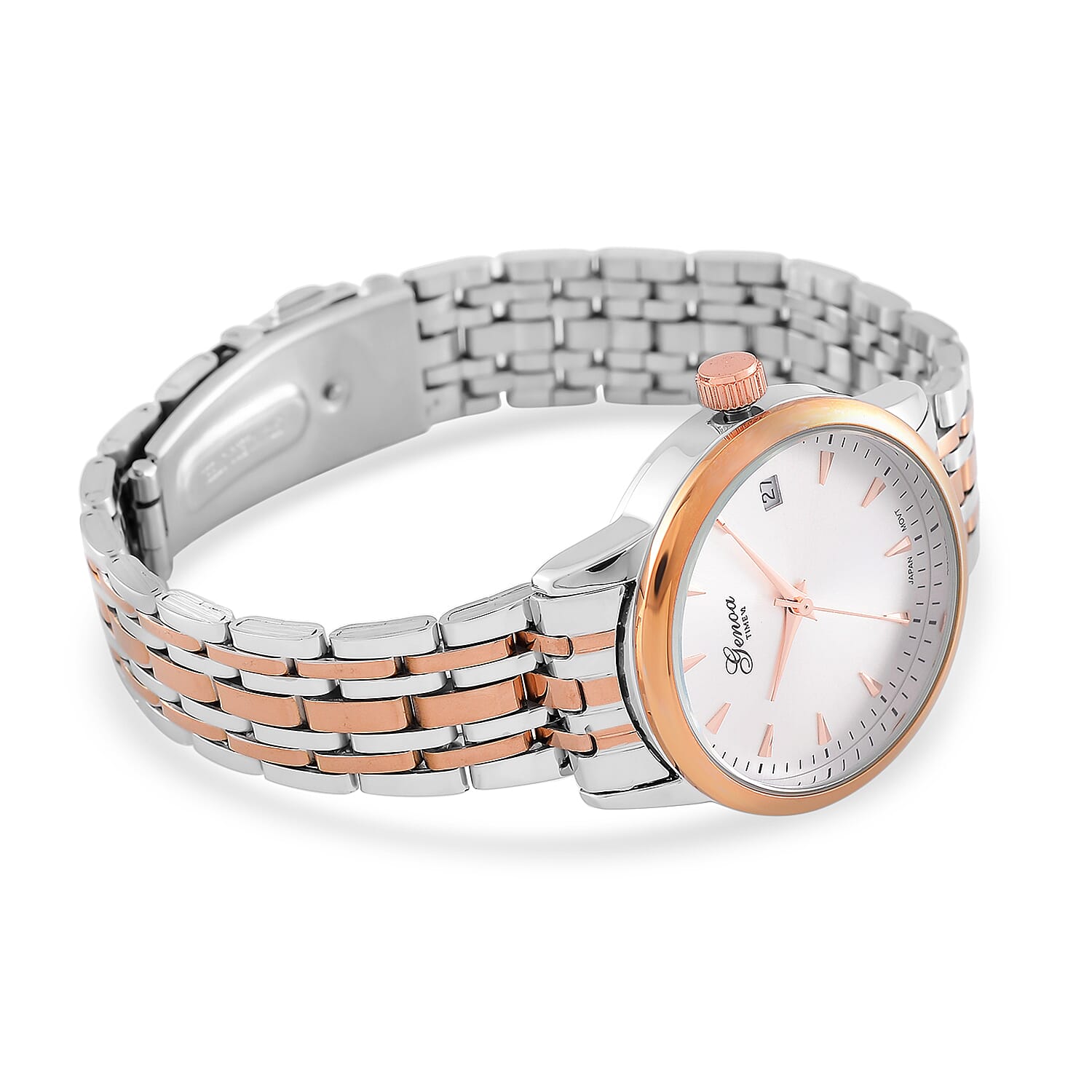 GENOA TIME V2 Miyota GM12 Japan Movt. 3ATM Water Resistant White Dial Watch with Silver and Rose Gold Colour Stainless Steel Strap 8114433 6