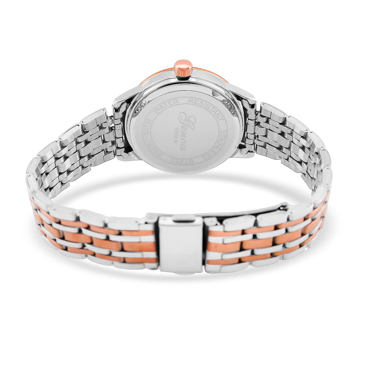 GENOA TIME V2 Miyota GM12 Japan Movt. 3ATM Water Resistant White Dial Watch with Silver and Rose Gold Colour Stainless Steel Strap 8114433 7