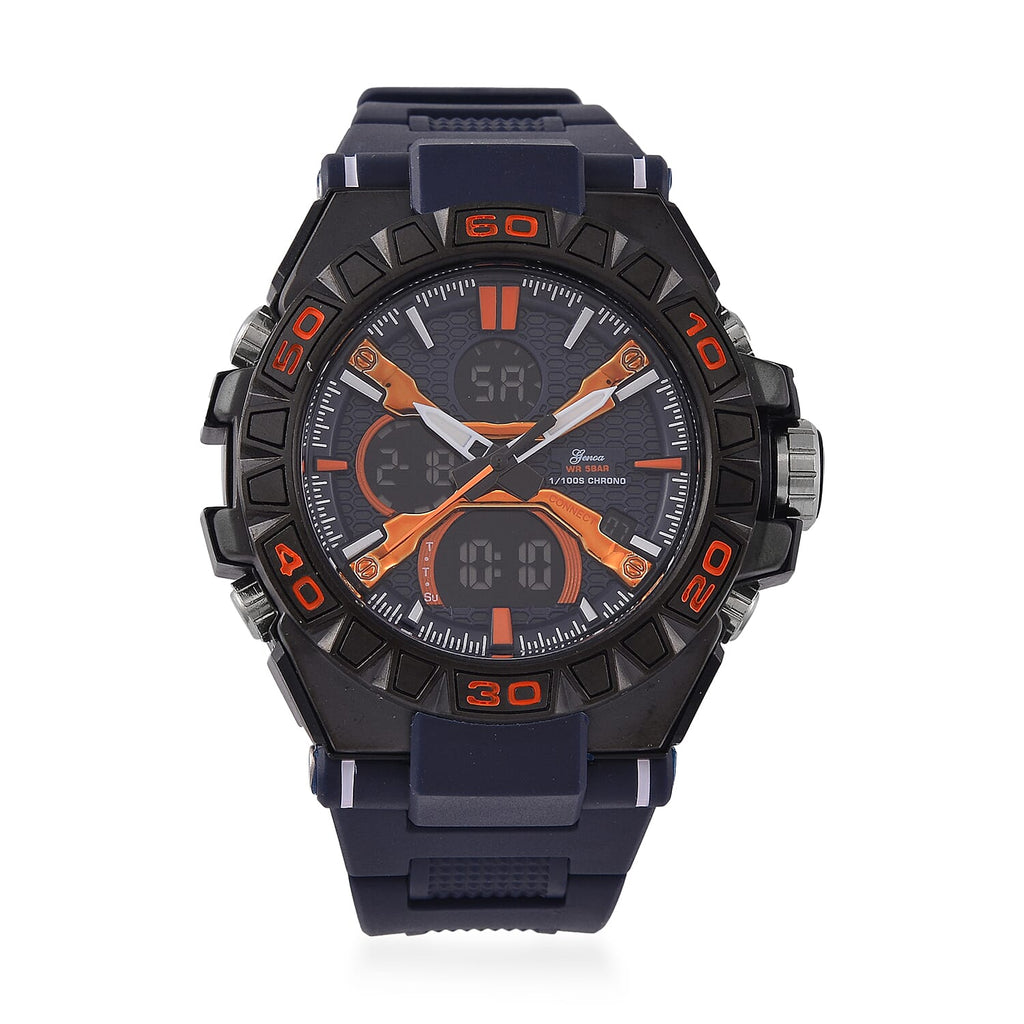 Japanese Mens Watch in Stainless Steel - Orange