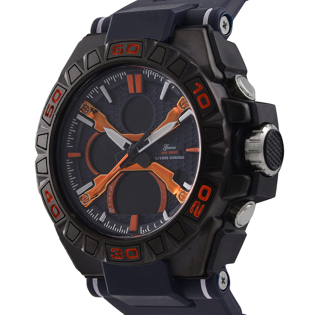 Japanese Mens Watch in Stainless Steel - Orange