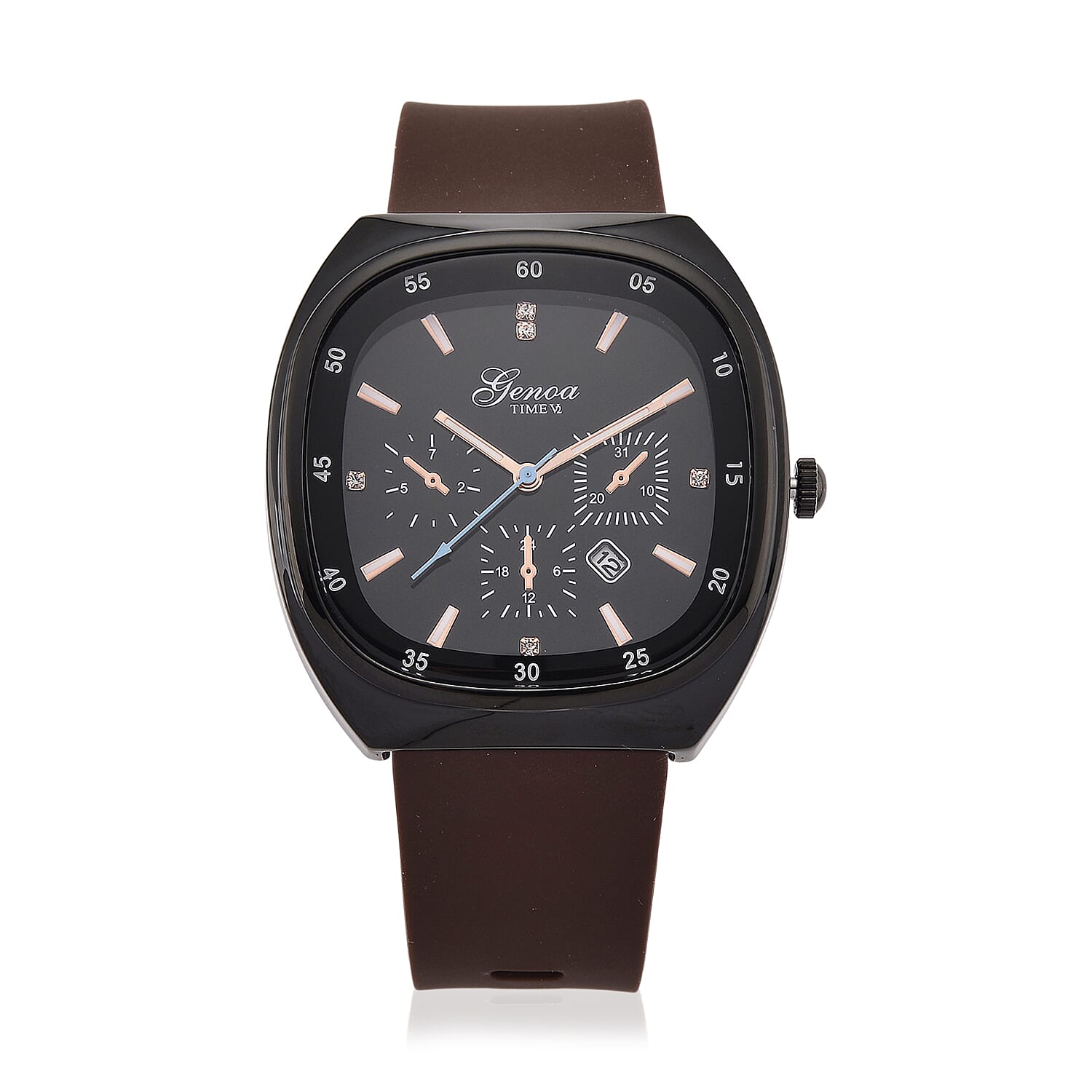 GENOA TIME V2 Quartz   Case Watch with Brown Silicone Strap 8252191 0
