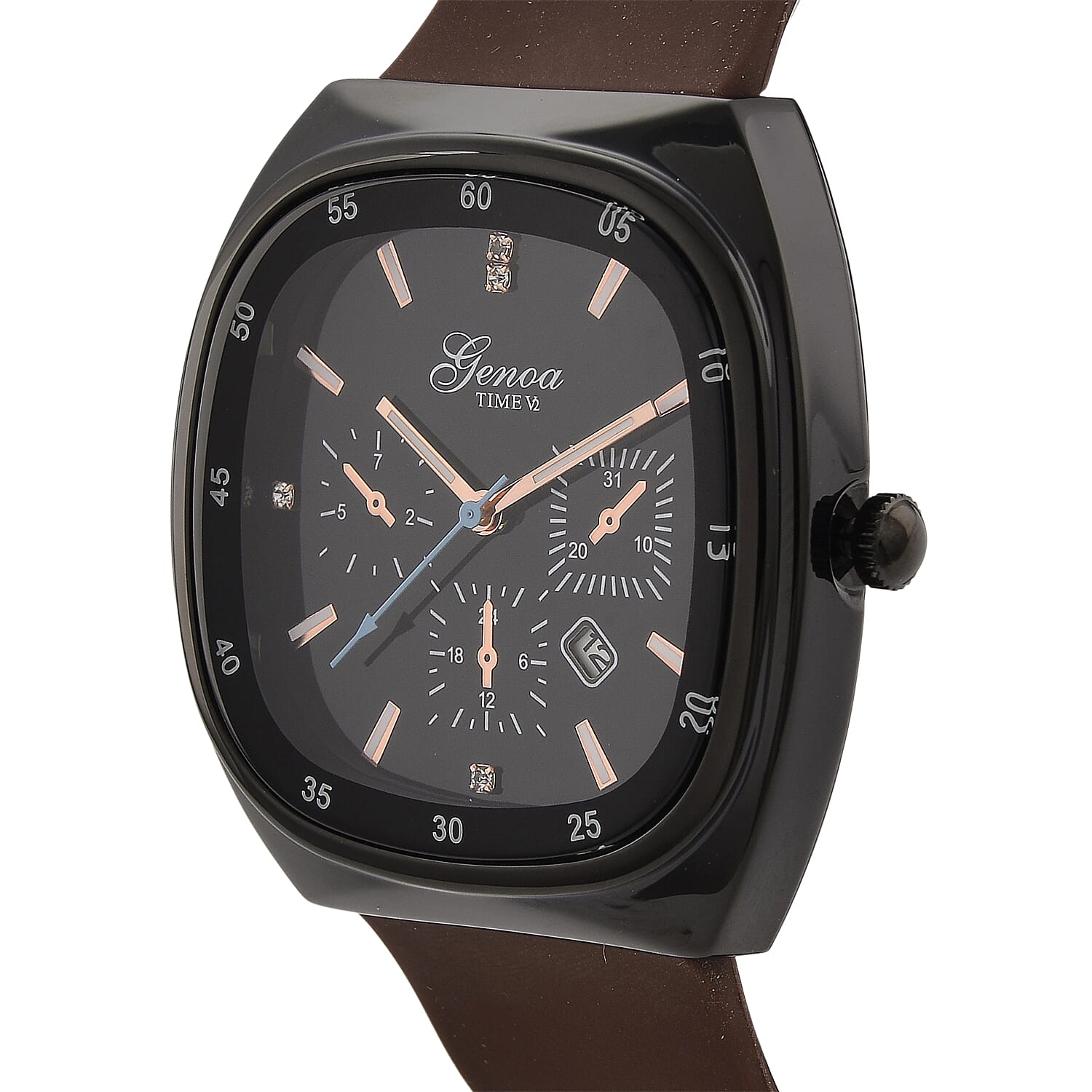 GENOA TIME V2 Quartz   Case Watch with Brown Silicone Strap 8252191 4