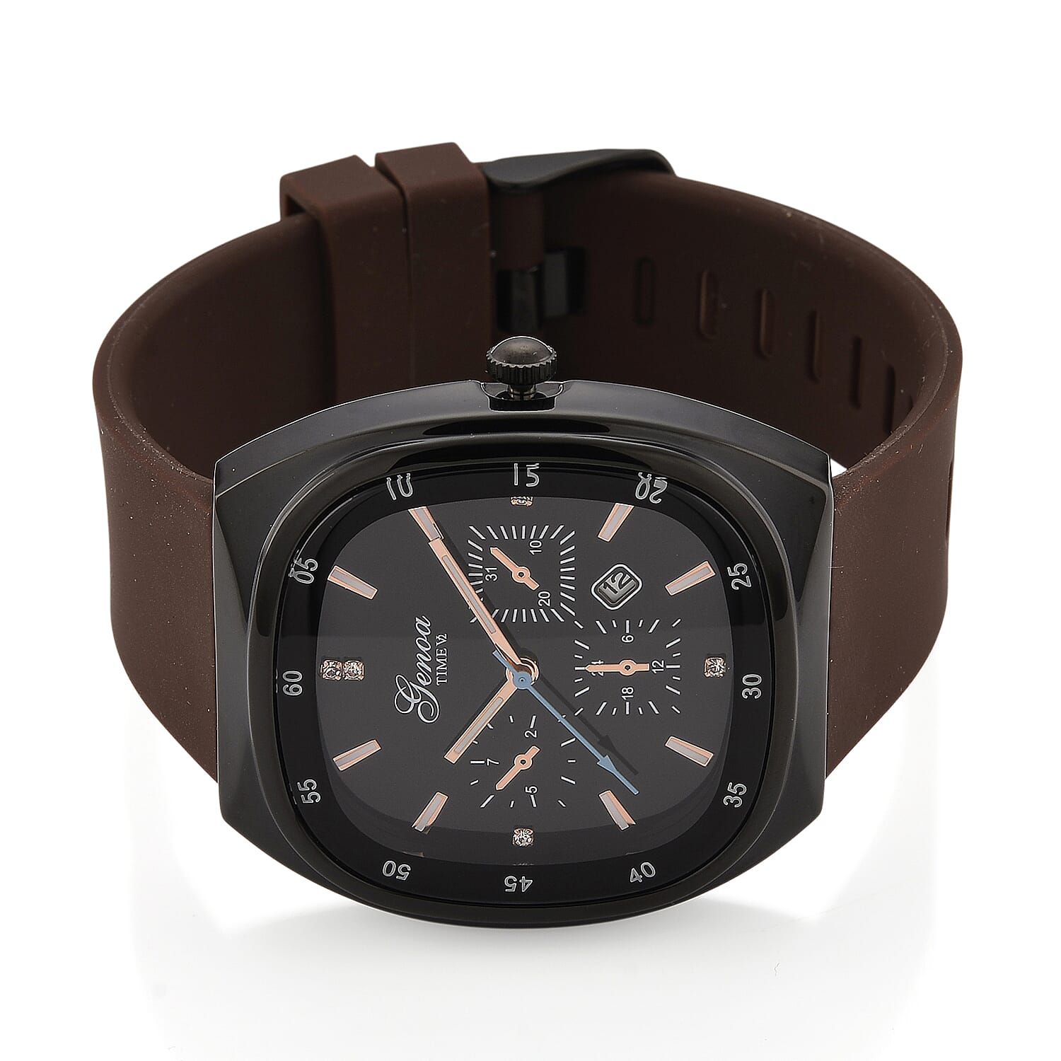 GENOA TIME V2 Quartz   Case Watch with Brown Silicone Strap 8252191 5