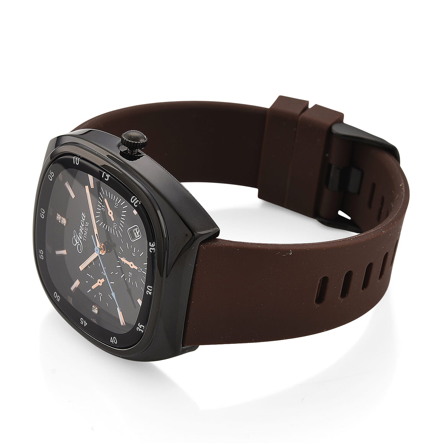 GENOA TIME V2 Quartz   Case Watch with Brown Silicone Strap 8252191 6