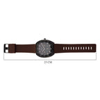 GENOA TIME V2 Quartz PC32 1ATM WR Black False Multifunction Dial & Black Case Mens Watch with Brown Silicone Strap