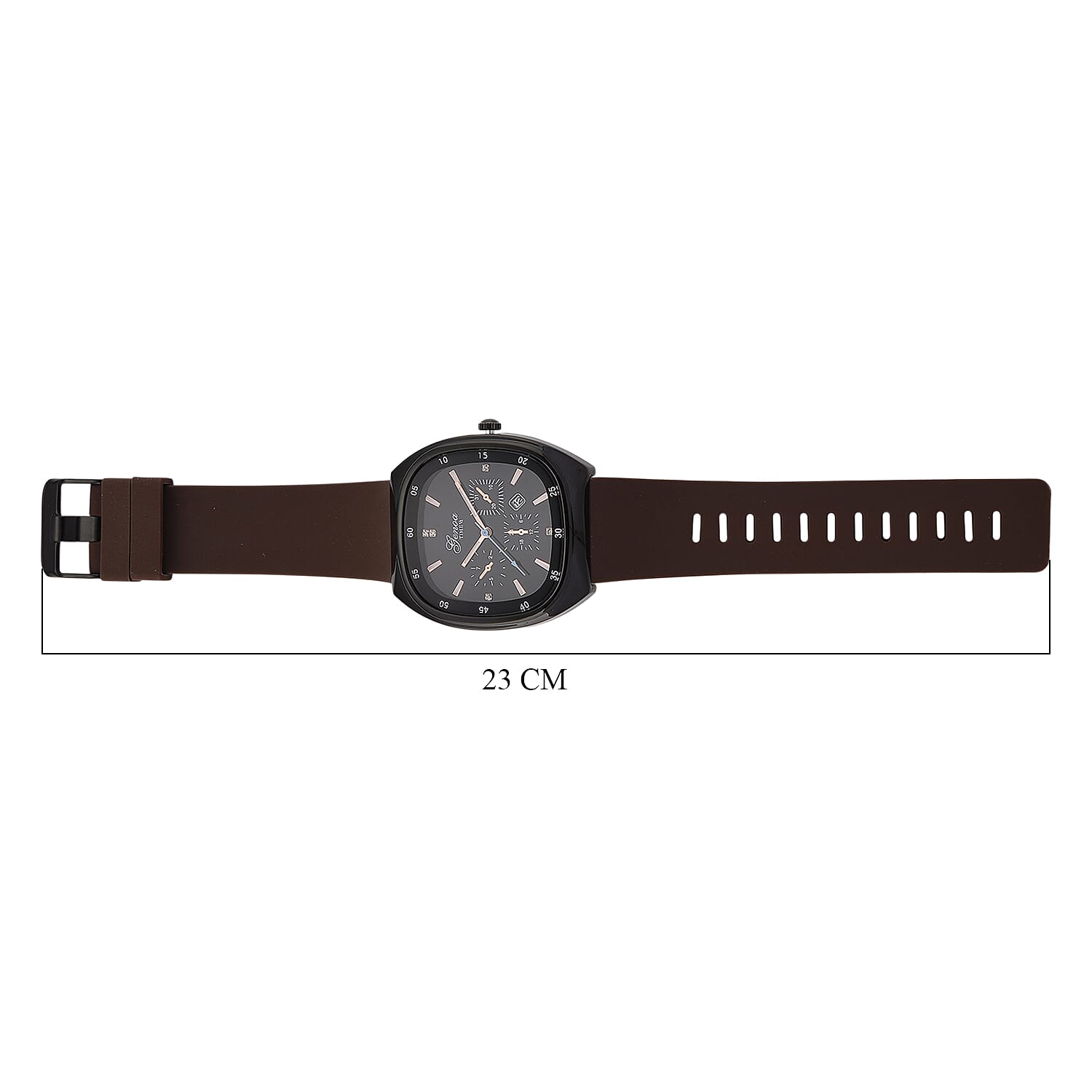GENOA TIME V2 Quartz   Case Watch with Brown Silicone Strap 8252191 8