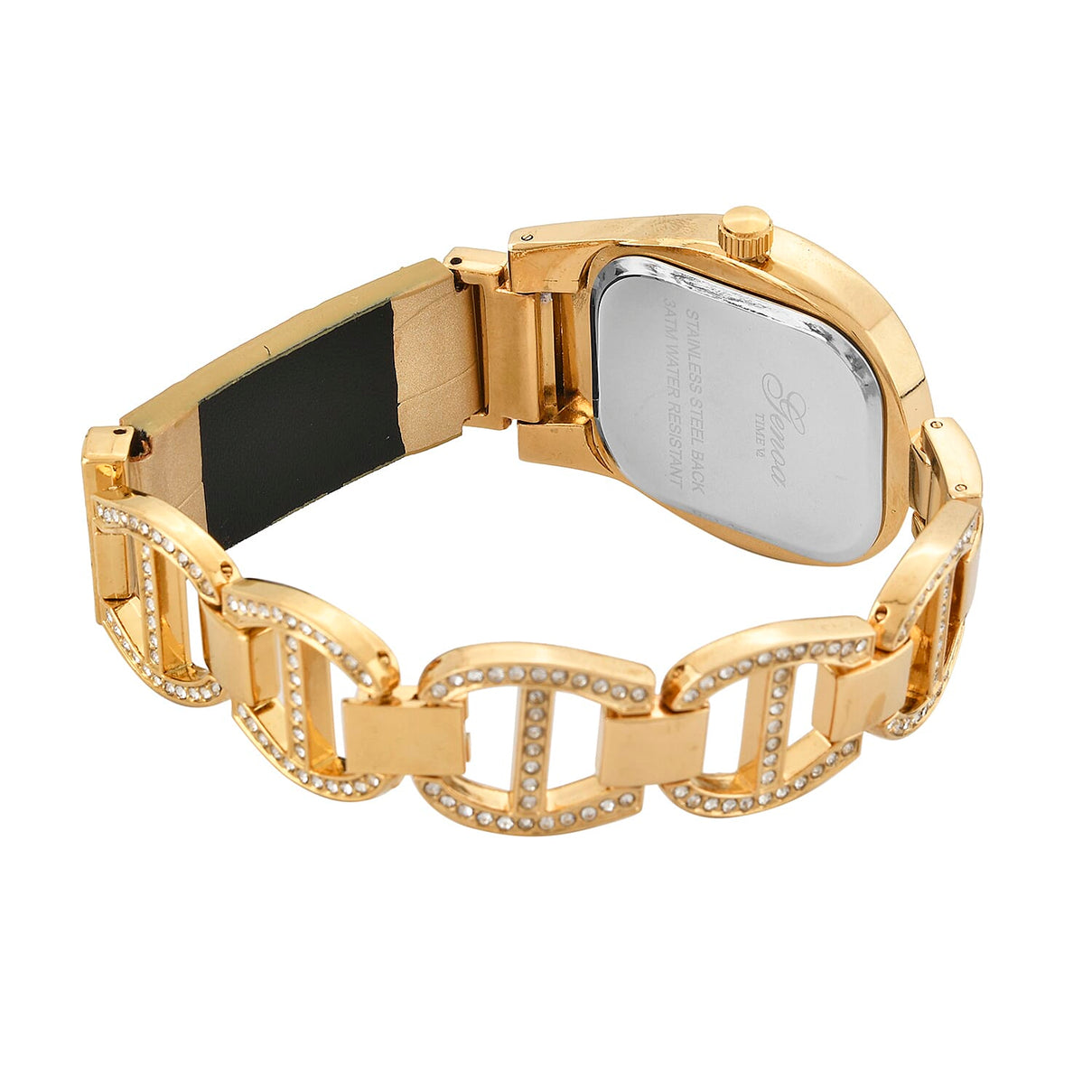 GENOA TIME V2 Seiko VJ32 with Date Japan Movement 3ATM Water Resistant White Crystal MOP Dial Watch with Gold Colour Leather &amp; Alloy Strap V32529380 5