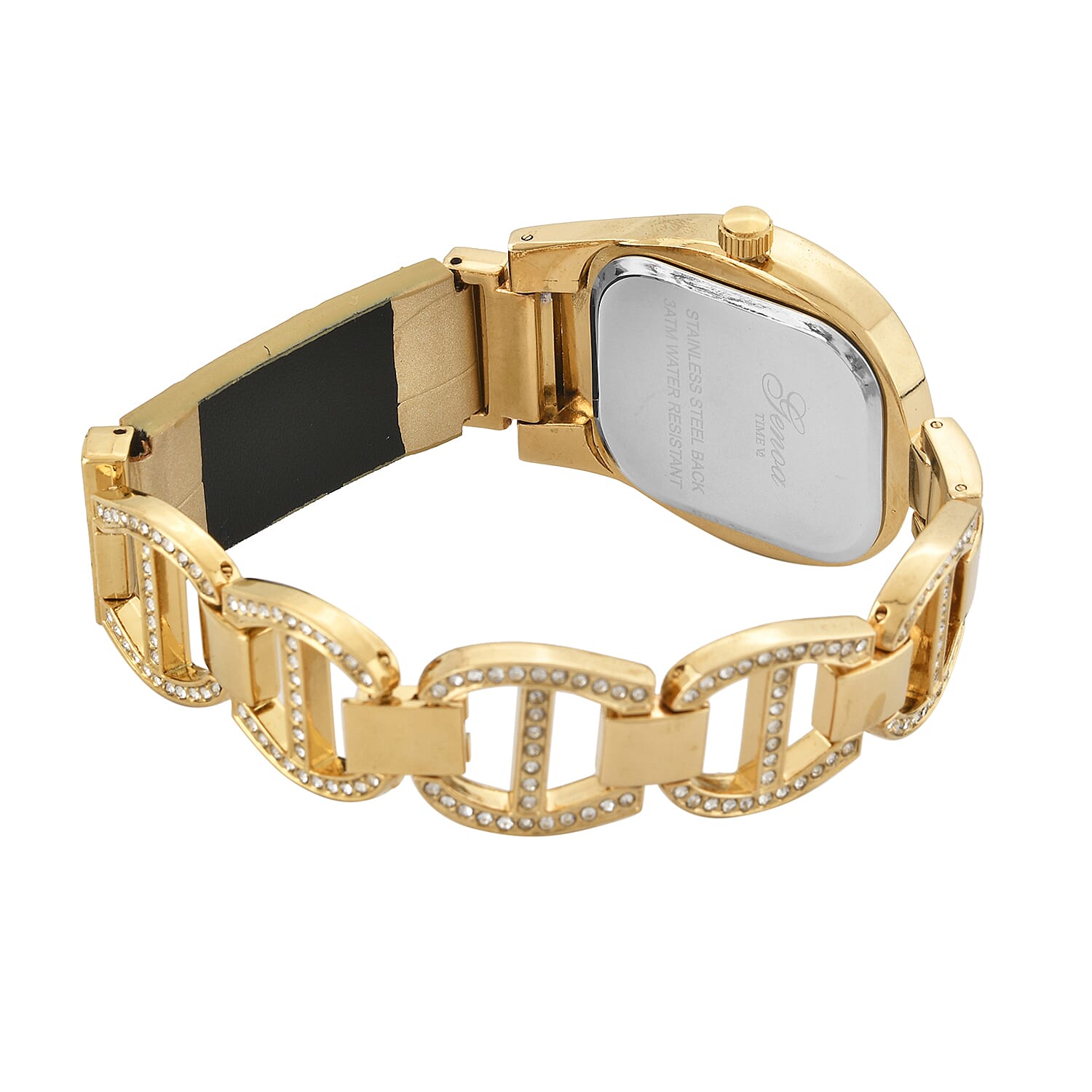 GENOA TIME V2 Seiko VJ32 with Date Japan Movement 3ATM Water Resistant White Crystal MOP Dial Watch with Gold Colour Leather &amp; Alloy Strap V32529380 5