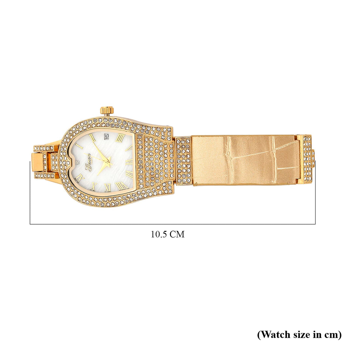 GENOA TIME V2 Seiko VJ32 with Date Japan Movement 3ATM Water Resistant White Crystal MOP Dial Watch with Gold Colour Leather &amp; Alloy Strap V32529380 6