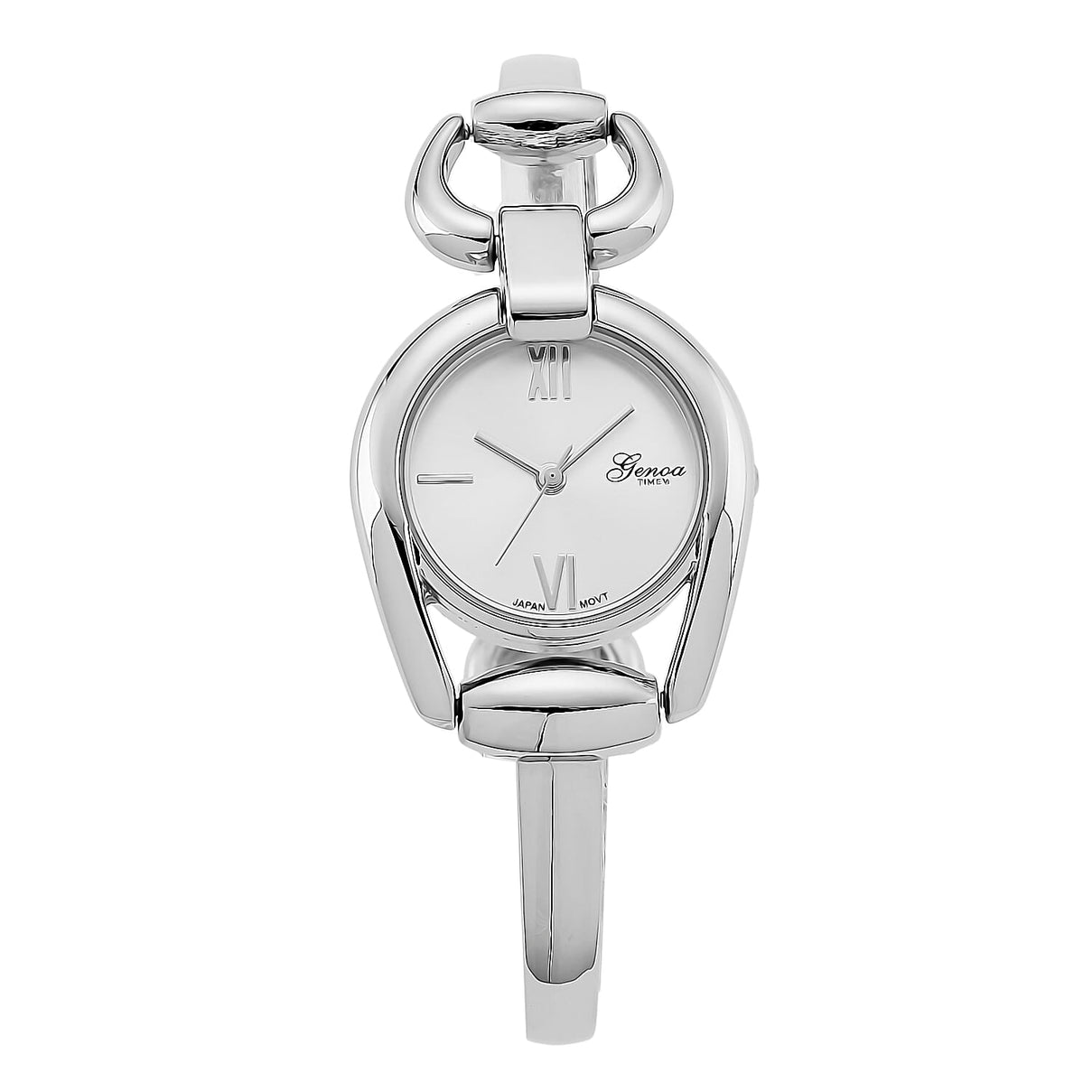 GENOA TIME V2 Sunshine Series Quartz PC21S 3ATM WR White Dial &amp; Silver Case Ladies Watch with Silver Strap V32491787 0