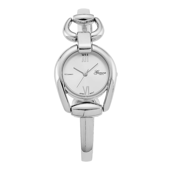GENOA TIME V2 Sunshine Series Quartz PC21S 3ATM WR White Dial &amp; Silver Case Ladies Watch with Silver Strap 8319620 1