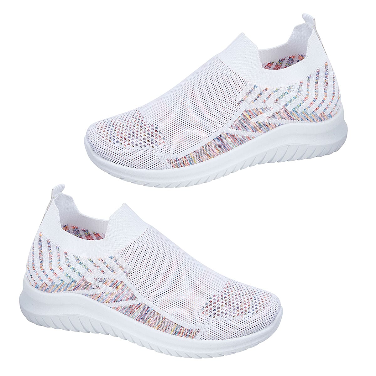 GIN FIZZ Womens Stretch Slip On Casual Trainer - White 7772298 0
