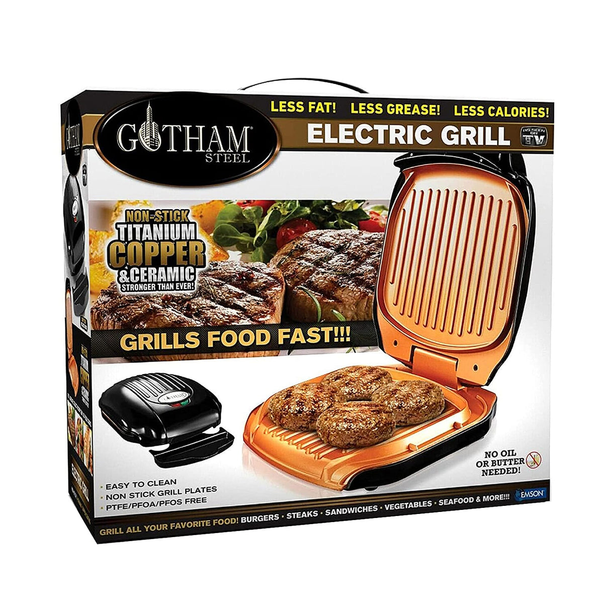 GOTHAM Steel Electric Low Fat Multipurpose Sandwich Grill with Nonstick Copper Coating 7505527 1
