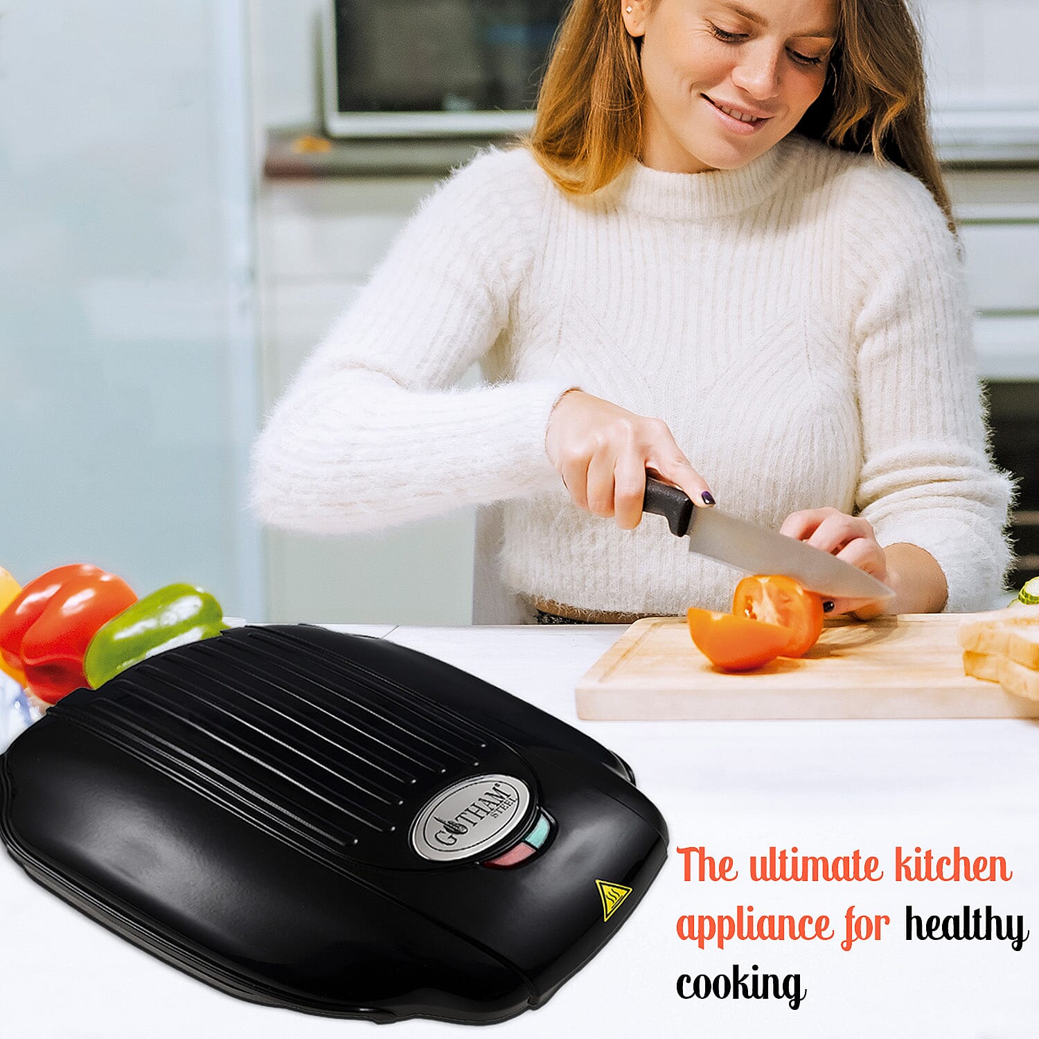 GOTHAM Steel Electric Low Fat Multipurpose Sandwich Grill with Nonstick Copper Coating 7505527 3
