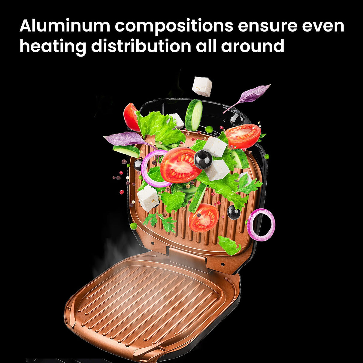 GOTHAM Steel Electric Low Fat Multipurpose Sandwich Grill with Nonstick Copper Coating 7505527 6