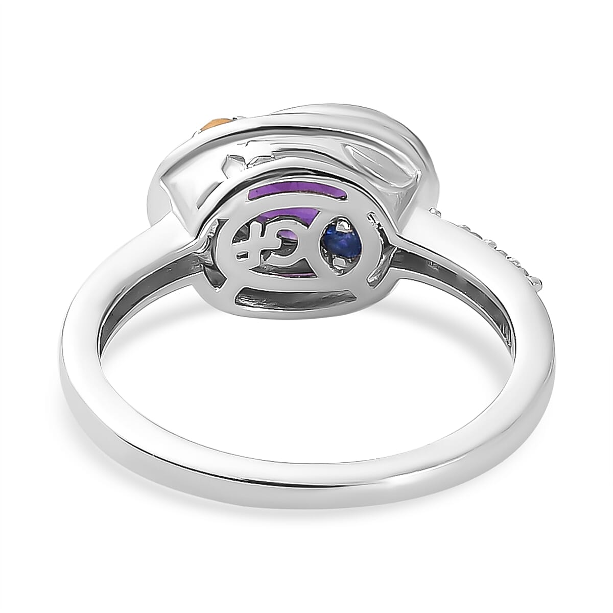 GP- African Amethyst And Multi gemstones Fancy Ring in Platinum Overlay Sterling Silver 7259045 4