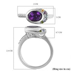 GP Celestial Collection - Amethyst and Multi Gemstone Ring in Platinum Overlay Sterling Silver 1.418 Ct.