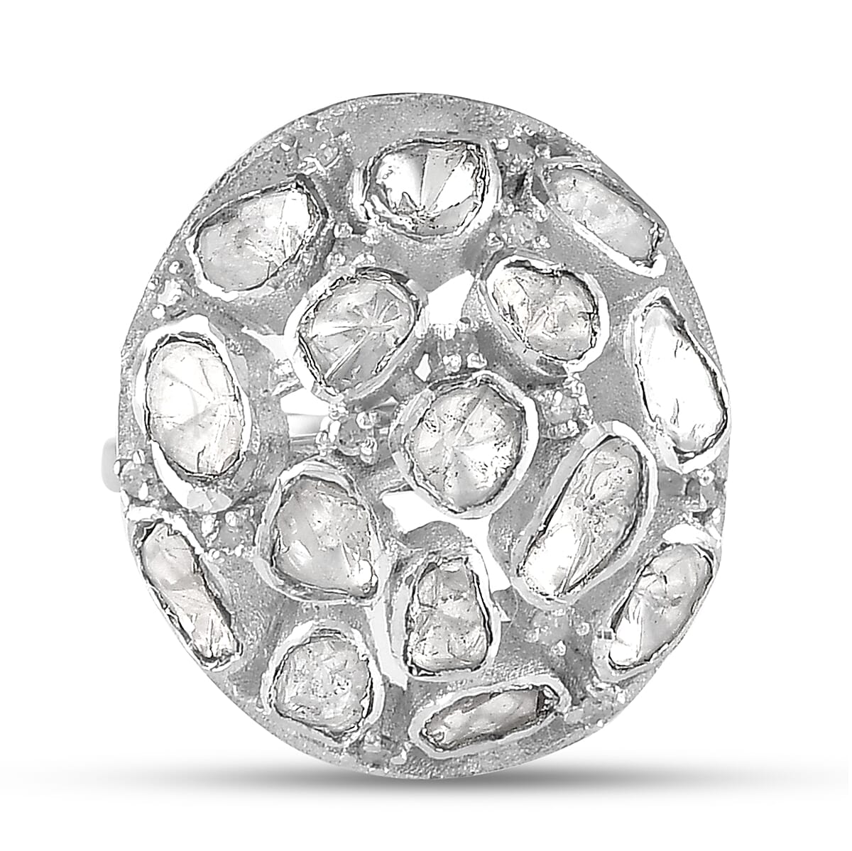 GP- Polki Diamond Ring in Platinum Overlay Sterling Silver 1.01 Ct 7274782 0