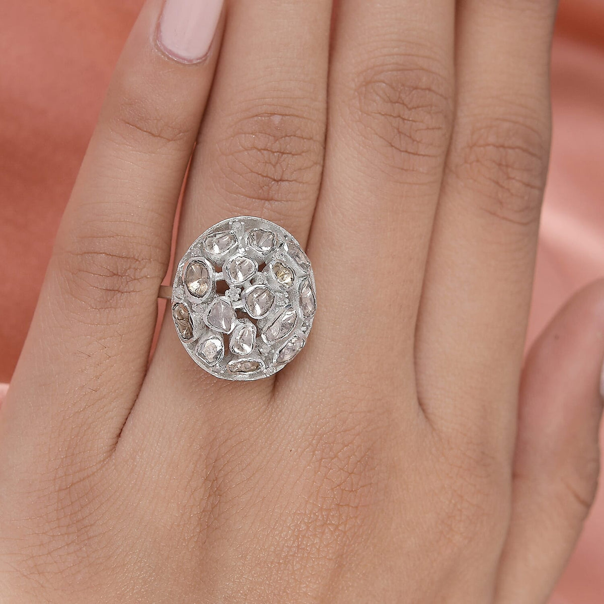 GP- Polki Diamond Ring in Platinum Overlay Sterling Silver 1.01 Ct 7274782 3