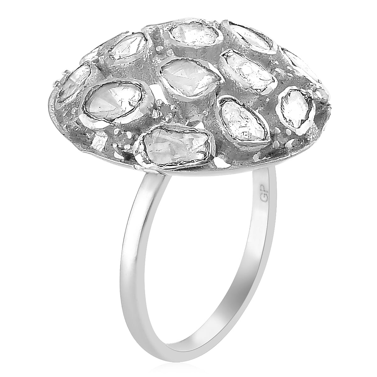 GP- Polki Diamond Ring in Platinum Overlay Sterling Silver 1.01 Ct 7274782 4