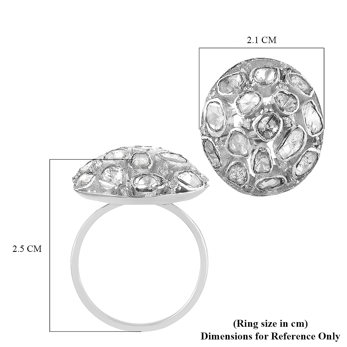 GP- Polki Diamond Ring in Platinum Overlay Sterling Silver 1.01 Ct 7274782 6