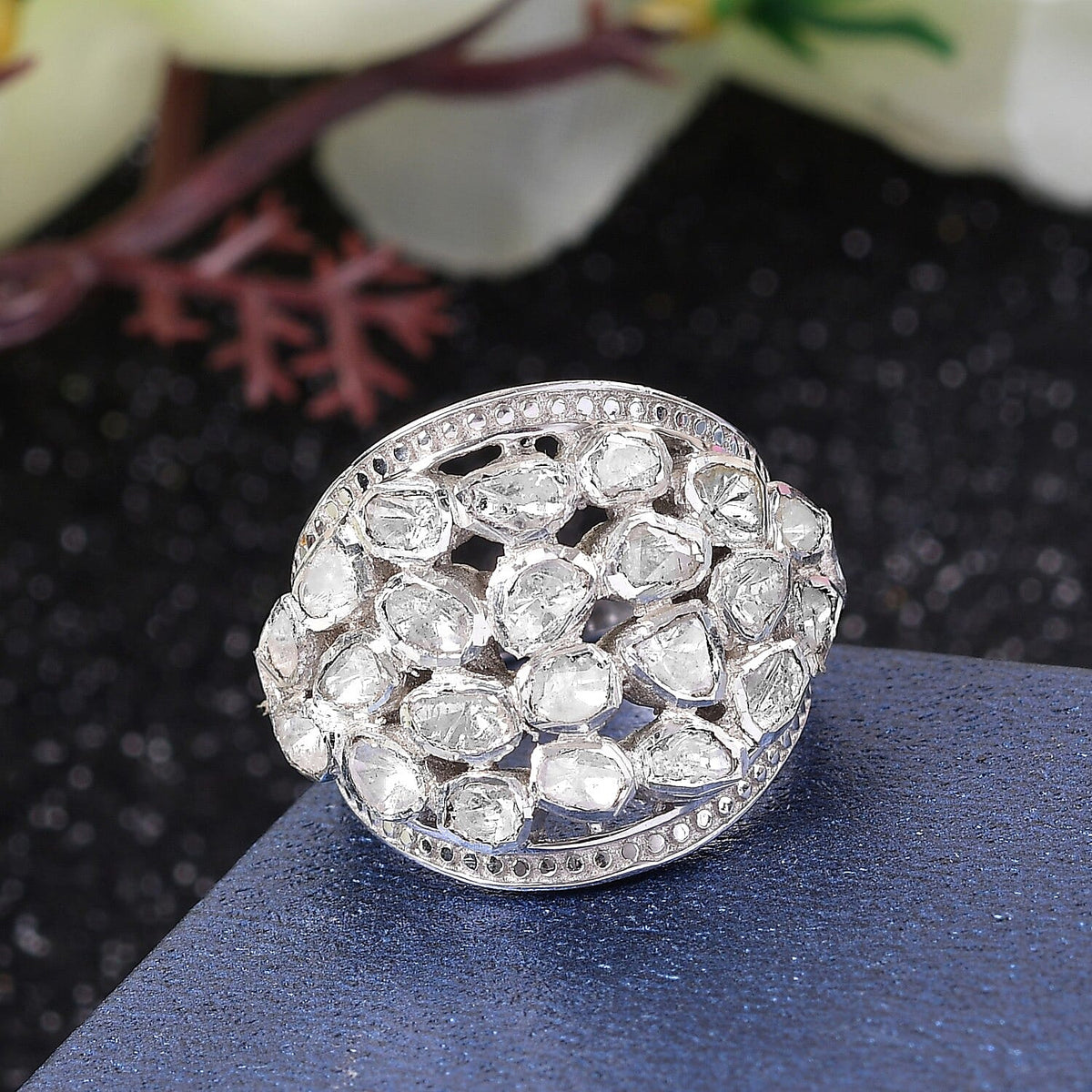 GP 1.02 Ct. Polki Diamond Ring in Platinum Plated Sterling Silver 6339611 0
