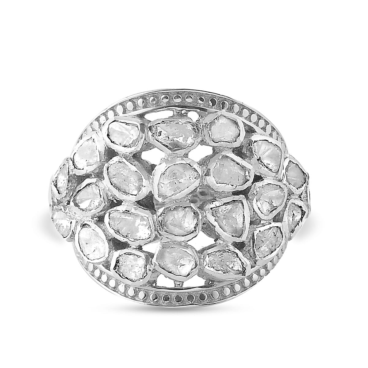 GP 1.02 Ct. Polki Diamond Ring in Platinum Plated Sterling Silver 6339611 2