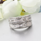GP White Natural Diamond & Kanchanaburi Blue Sapphire Ring in Platinum Overlay Sterling Silver 1.16 Ct.