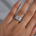 GP White Natural Diamond & Kanchanaburi Blue Sapphire Ring in Platinum Overlay Sterling Silver 1.16 Ct.