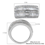 GP White Natural Diamond & Kanchanaburi Blue Sapphire Ring in Platinum Overlay Sterling Silver 1.16 Ct.
