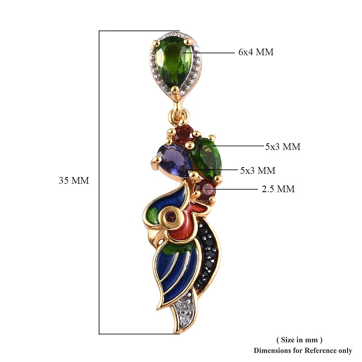 GP 2.25 Ct  Diopside and Multi Gemstone Dangle Earrings in Gold Plated Silver 3468998 6