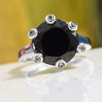 GP Elite Shungite (Rnd 12 mm), Natural Cambodian Zircon and Blue Sapphire Ring in Platinum Overlay Sterling Silver 4.25 Ct.