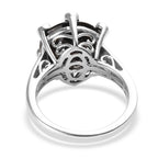 GP Elite Shungite (Rnd 12 mm), Natural Cambodian Zircon and Blue Sapphire Ring in Platinum Overlay Sterling Silver 4.25 Ct.