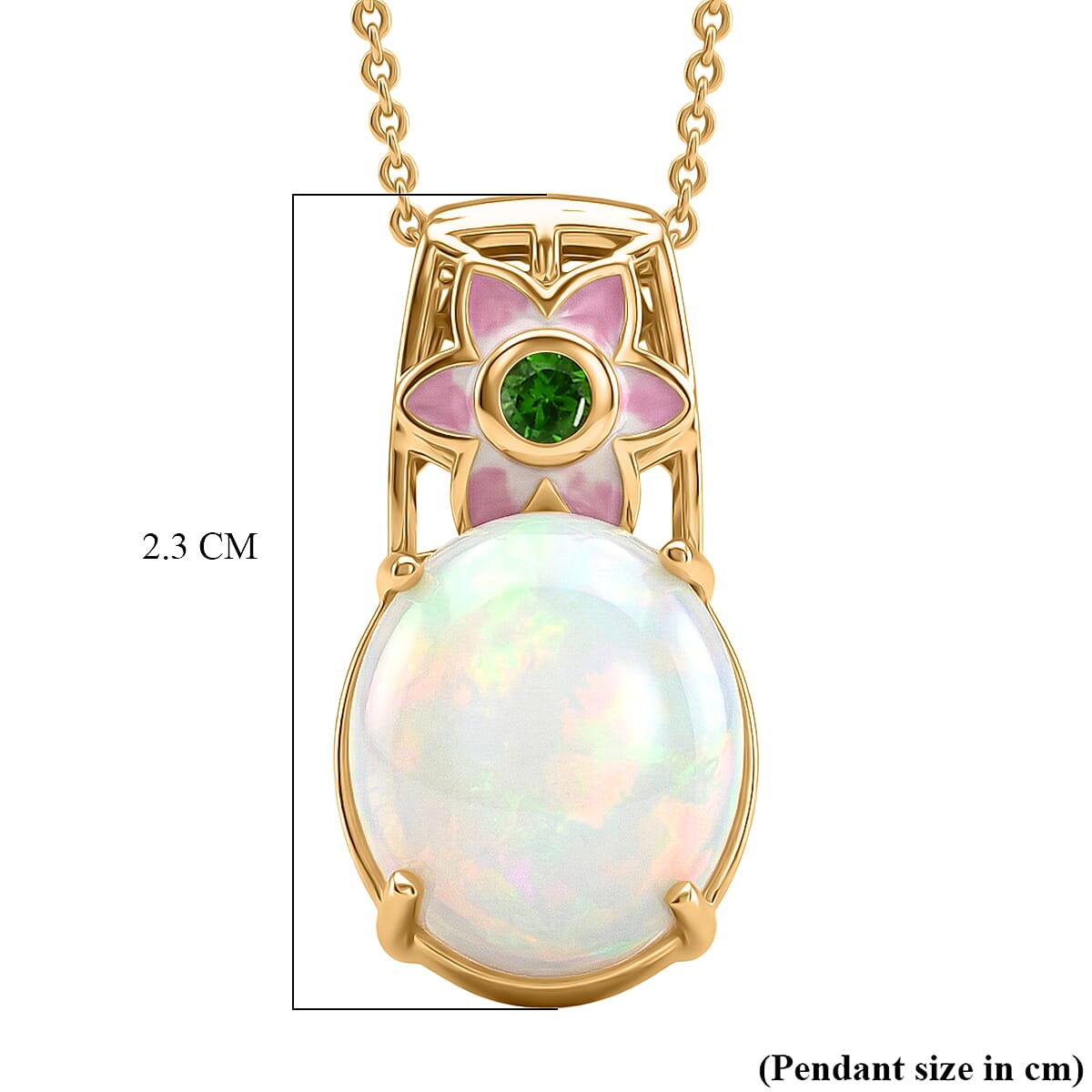 GP - AAA Ethiopian Opal, Natural Chrome Diopside &amp; Blue Sapphire Pendant with Chain (Size 20) in 18K Vermeil Yellow Gold Plated Sterling Silver 3.62 Ct. 4466433 7