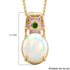 GP - AAA Ethiopian Opal, Natural Chrome Diopside & Blue Sapphire Pendant with Chain (Size 20) in 18K Vermeil Yellow Gold Plated Sterling Silver 3.62 Ct.