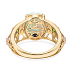 GP - AAA Ethiopian Opal, Natural Chrome Diopside & Blue Sapphire Ring in 18K Vermeil Yellow Gold Plated Sterling Silver 3.46 Ct.