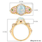 GP - AAA Ethiopian Opal, Natural Chrome Diopside & Blue Sapphire Ring in 18K Vermeil Yellow Gold Plated Sterling Silver 3.46 Ct.