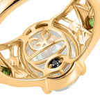 GP - AAA Ethiopian Opal, Natural Chrome Diopside & Blue Sapphire Ring in 18K Vermeil Yellow Gold Plated Sterling Silver 3.46 Ct.