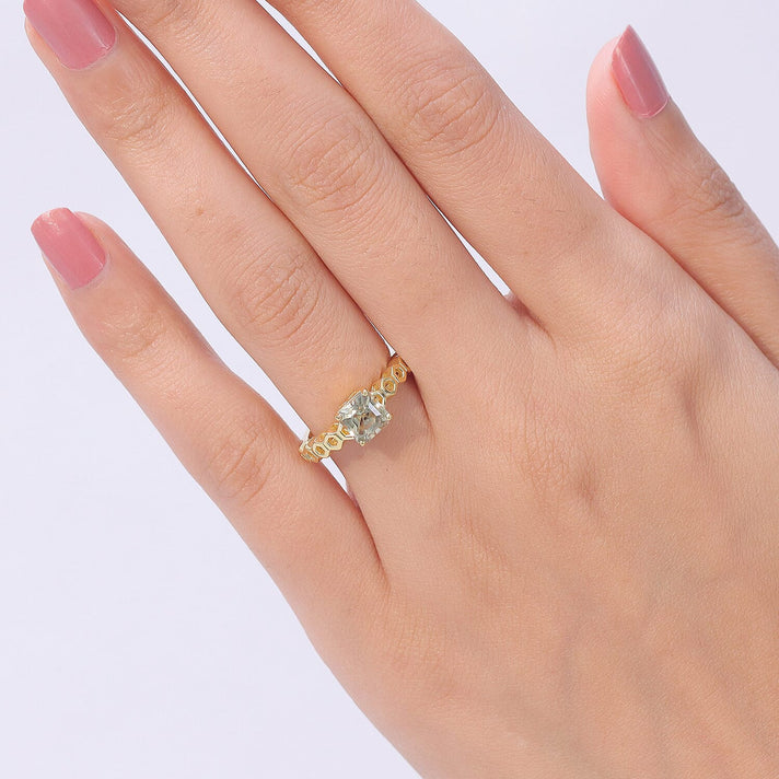 GP - AAA Royal Asscher Cut Turkizite (1.2ct) &amp; Blue Sapphire Solitaire Ring in 18K Vermeil Yellow Gold Plated Sterling Silver 1.24 Ct. 8532063 2