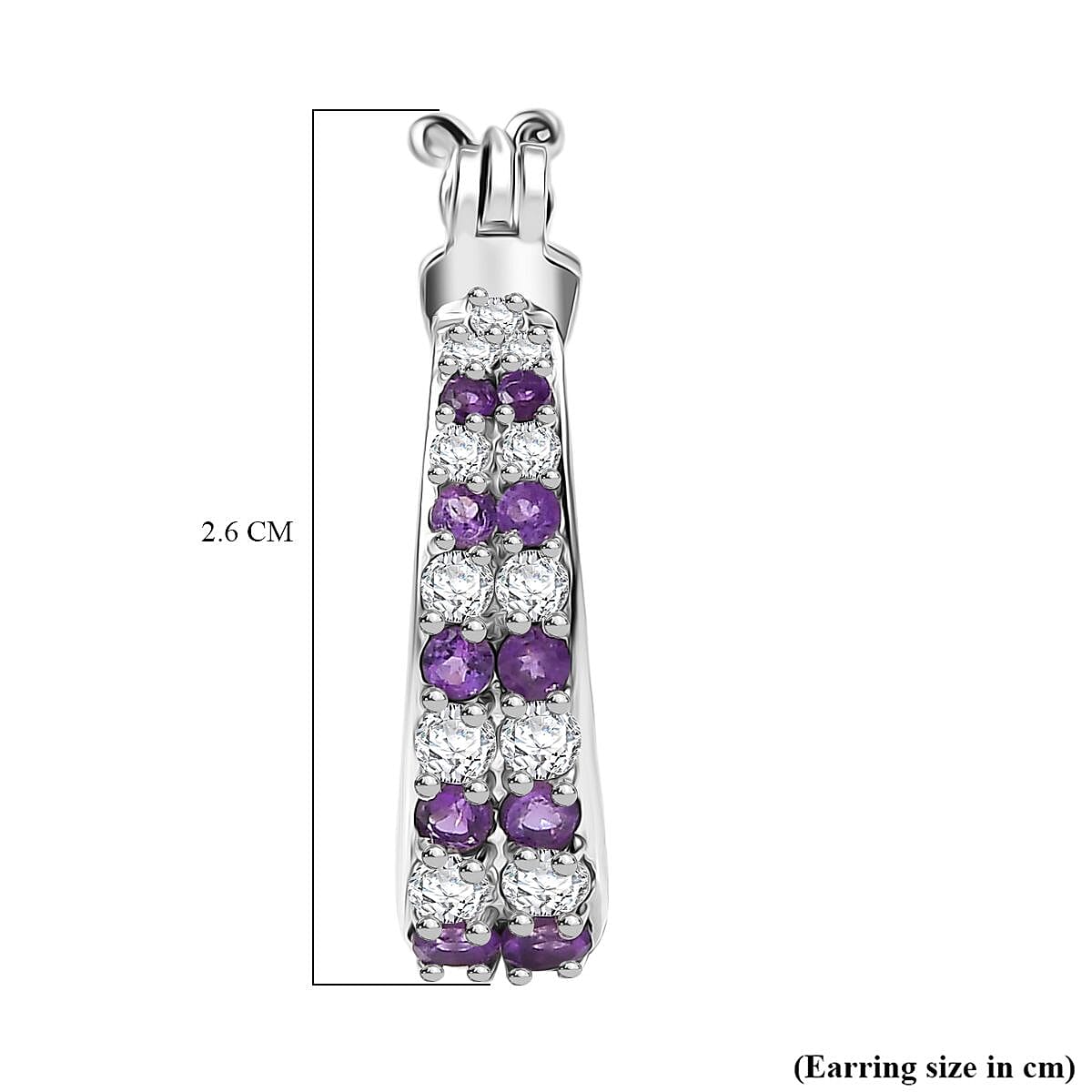 GP - Italian Garden Collection African Amethyst, Blue Sapphire &amp; White Zircon Full Hoop Earring in Rhodium Overlay Sterling Silver 2.34 Ct 8302754 6