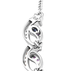 GP - Celestial Dream Collection African Amethyst, Blue Sapphire & White Zircon Multi Row Necklace (Size 20) in Rhodium Overlay Sterling Silver 6.39 Ct, Silver Wt. 27.44 Gms.