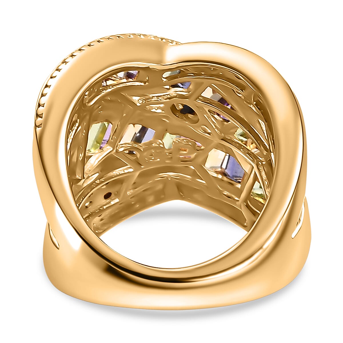 GP Celestial Collection - African Amethyst &amp; Multi Gemstones Cluster Ring in 18K Vermeil Yellow Gold Plated Sterling Silver 2.57 Ct, Silver Wt. 10.32 Gms. 8034134 5