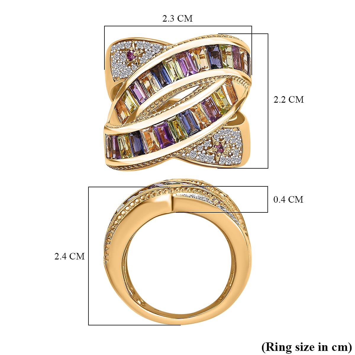 GP Celestial Collection - African Amethyst &amp; Multi Gemstones Cluster Ring in 18K Vermeil Yellow Gold Plated Sterling Silver 2.57 Ct, Silver Wt. 10.32 Gms. 8034134 6