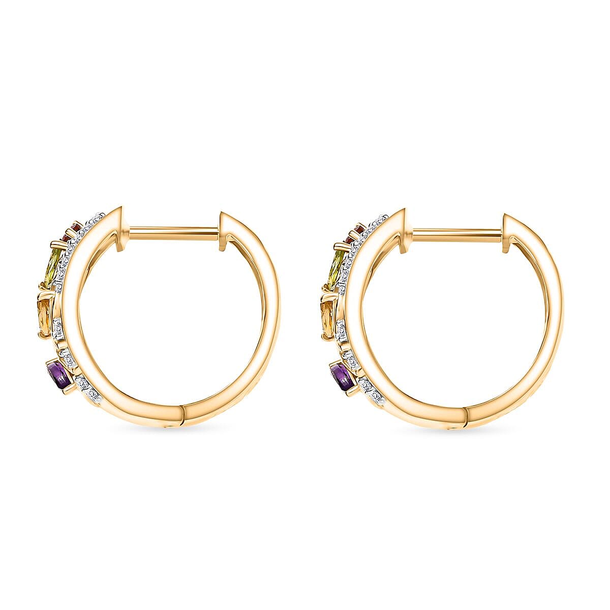 GP Italian Garden Collection - African Amethyst, Multi Gemstones Hoop Earring in 18K Vermeil Yellow Gold Over Sterling Silver 0.94 Ct. 8160982 5