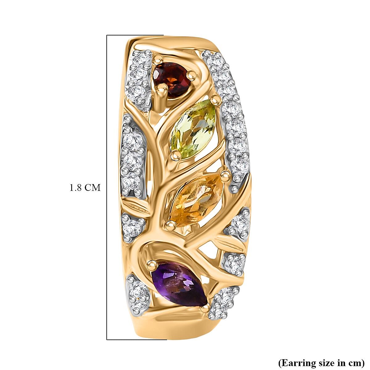GP Italian Garden Collection - African Amethyst, Multi Gemstones Hoop Earring in 18K Vermeil Yellow Gold Over Sterling Silver 0.94 Ct. 8160982 6
