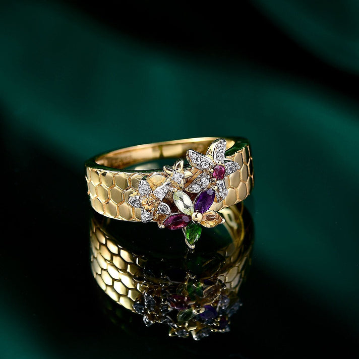 GP Italian Garden Collection - African Amethyst and Multi Gemstones Ring in 18K Vermeil Yellow Gold Plated Sterling Silver 1.09 Cts. 8040477 2