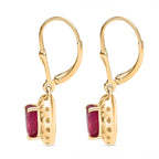 GP - Premium African Ruby & Blue Sapphire Heart Drop Earring with Lever Back in 18K Vermeil Yellow Gold Plated Sterling Silver 3.52 Ct.
